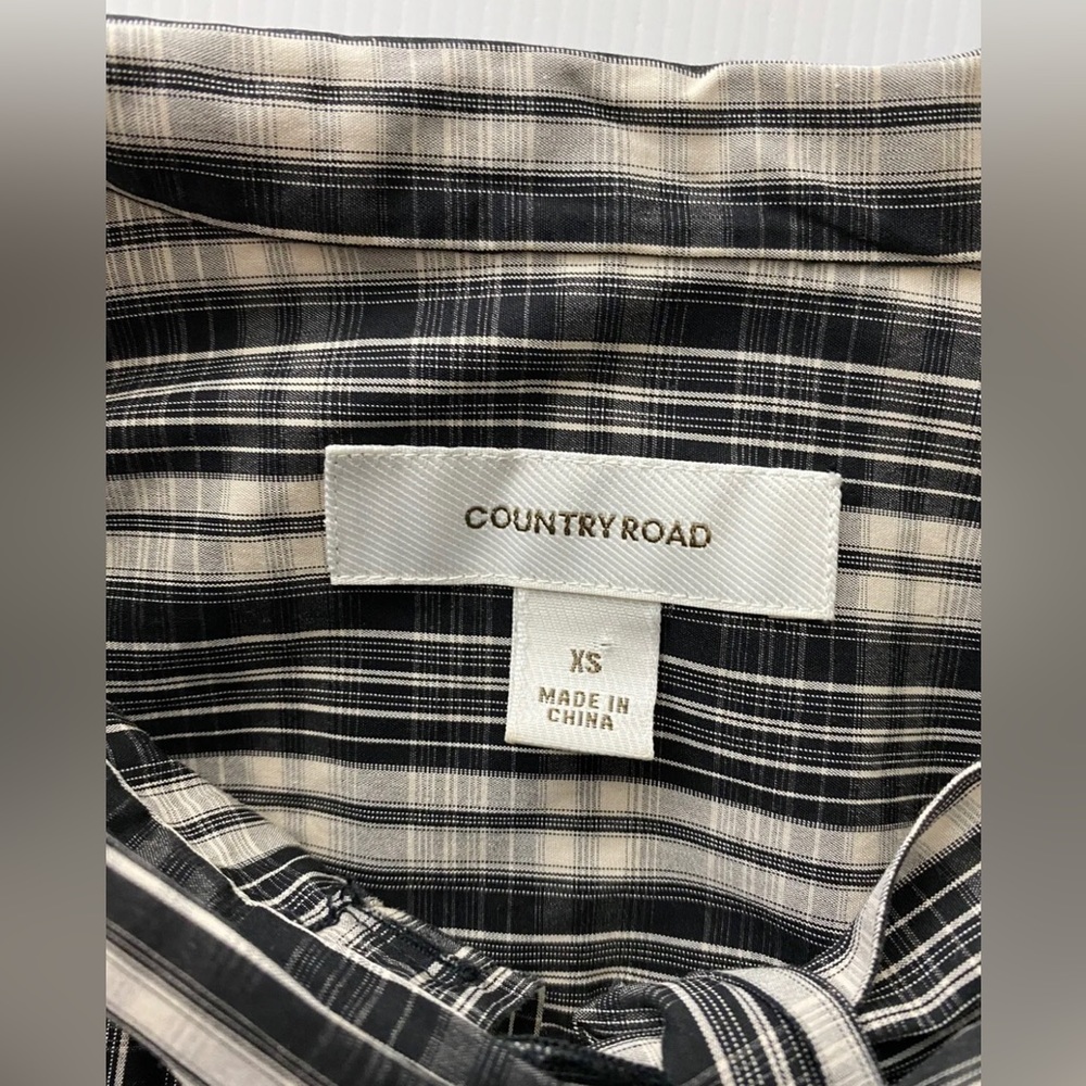 Country Road Women’s Blouse Top Long Sleeve Plaid Gingham Tie Neck Size XS 6 - Picture 5 of 8